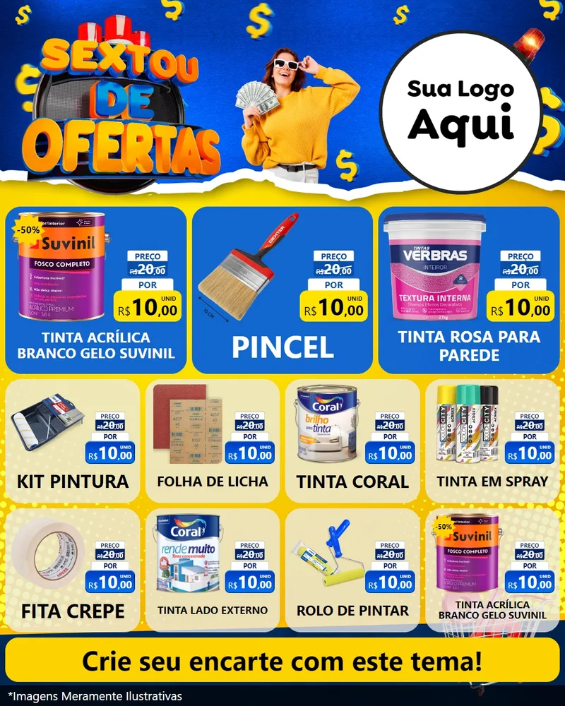 Modelo de Rede Social para Feed Instagram com o tema Sextou de Ofertas para Tintas e Ferramentas