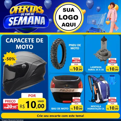 Modelo de Rede Social para Feed Facebook com o tema Ofertas de Fim de Semana para Moto peças