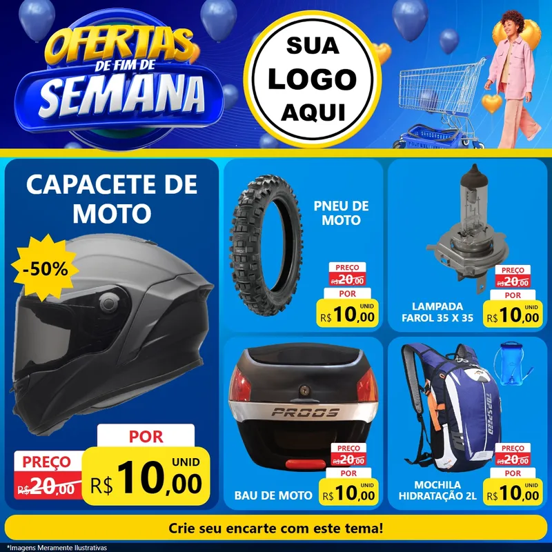 Modelo de Rede Social para Feed Facebook com o tema Ofertas de Fim de Semana para Moto peças