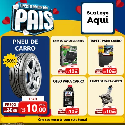 Modelo de Rede Social para Feed Facebook com o tema Oferta Do Dia Dos Pais para Auto peças