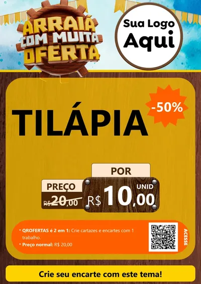 Modelo de Cartaz para Cartaz A4 Vertical com o tema Ofertas de São João - Junina para Peixaria