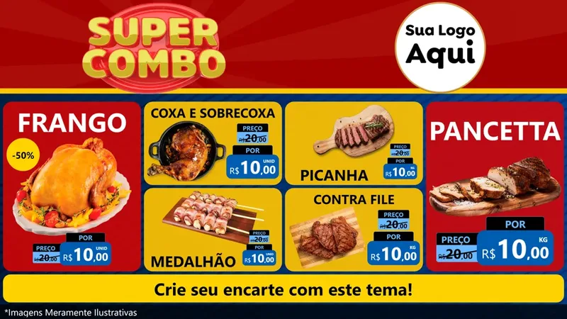 Modelo de TV para TV Horizontal com o tema Super Combo para Assados