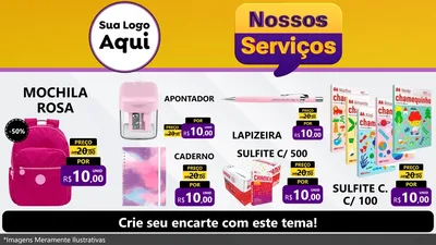 Modelo de TV para TV Horizontal com o tema Nossos Serviços para Papelaria