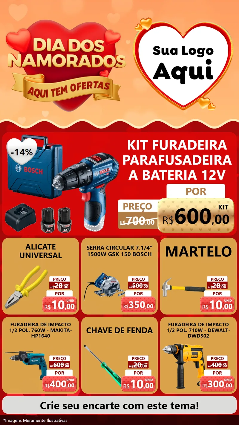 Modelo de Rede Social para Stories com o tema Dia dos Namorados - Aqui Tem Ofertas para Maquinas e Ferramentas
