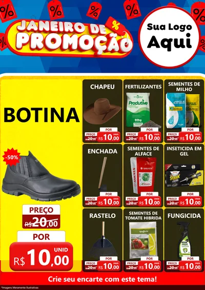 Modelo de Encarte para Encarte A4 Vertical com o tema Janeiro de Promoção para Agropecuária