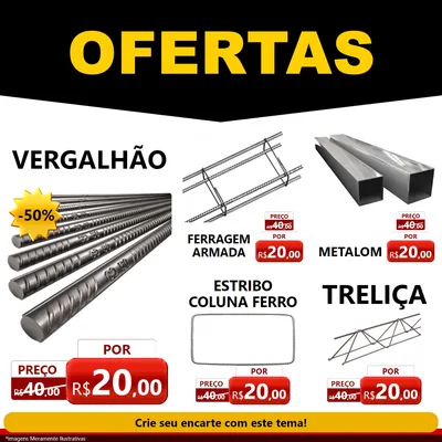 Modelo de Rede Social para Feed Facebook com o tema Ofertas Preto e Vermelho Cartaz para Ferragens