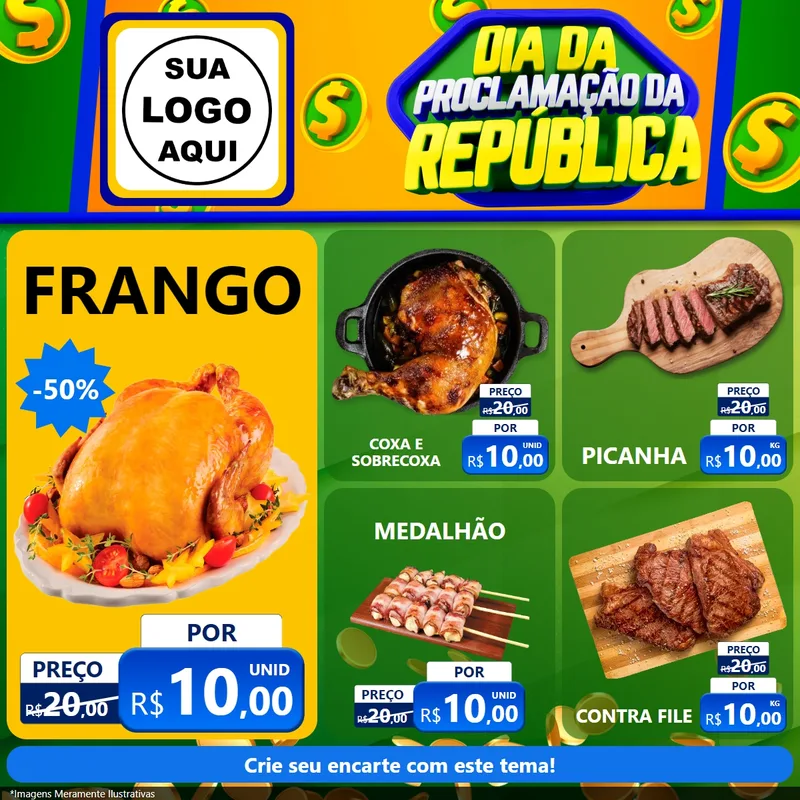 Modelo de Rede Social para Feed Facebook com o tema Dia Da Proclamação da República para Assados