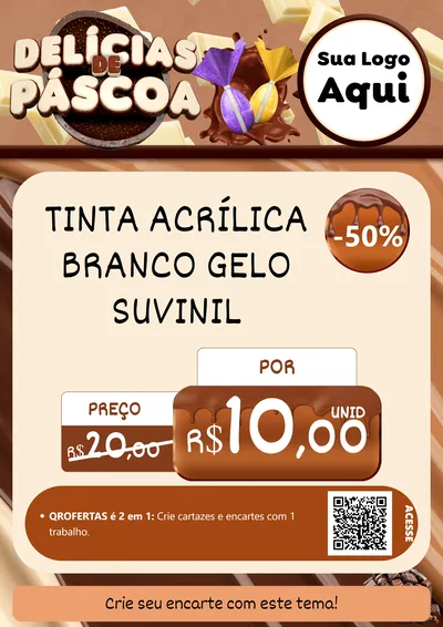 Modelo de Cartaz para Cartaz A4 Vertical com o tema Delícias de Páscoa para Tintas e Ferramentas