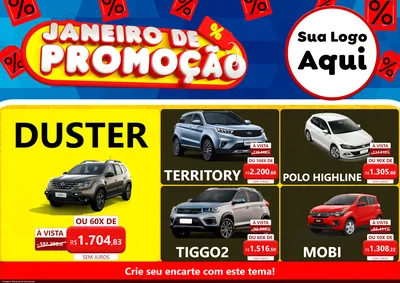 Modelo de Encarte para Encarte A4 Horizontal com o tema Janeiro de Promoção para Concessionaria de Carros