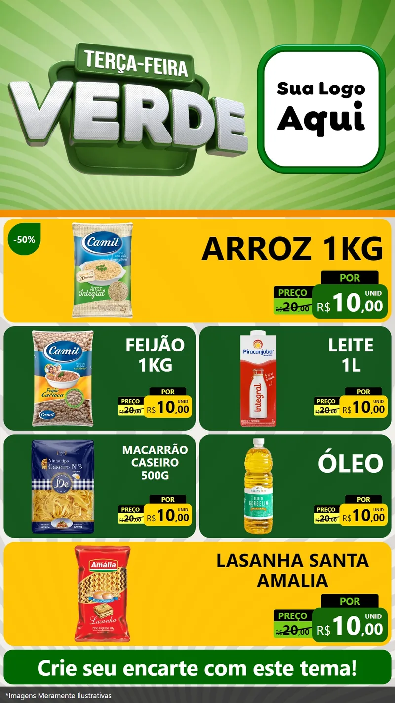Modelo de TV para TV Vertical com o tema Terça - Feira Verde para Supermercado