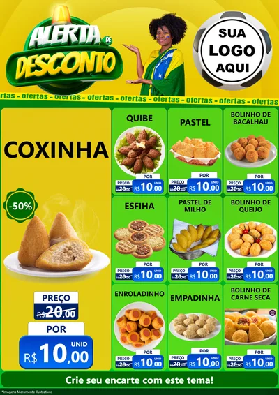 Modelo de Encarte para Encarte A4 Vertical com o tema Alerta de Desconto para Salgadaria