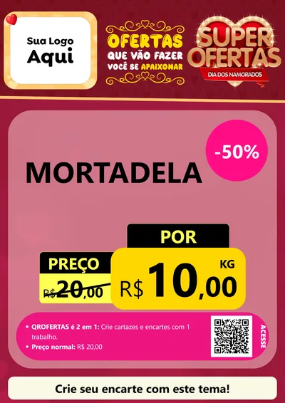 Modelo de Cartaz para Cartaz A4 Vertical com o tema Dia dos Namorados para Frios e Laticínios