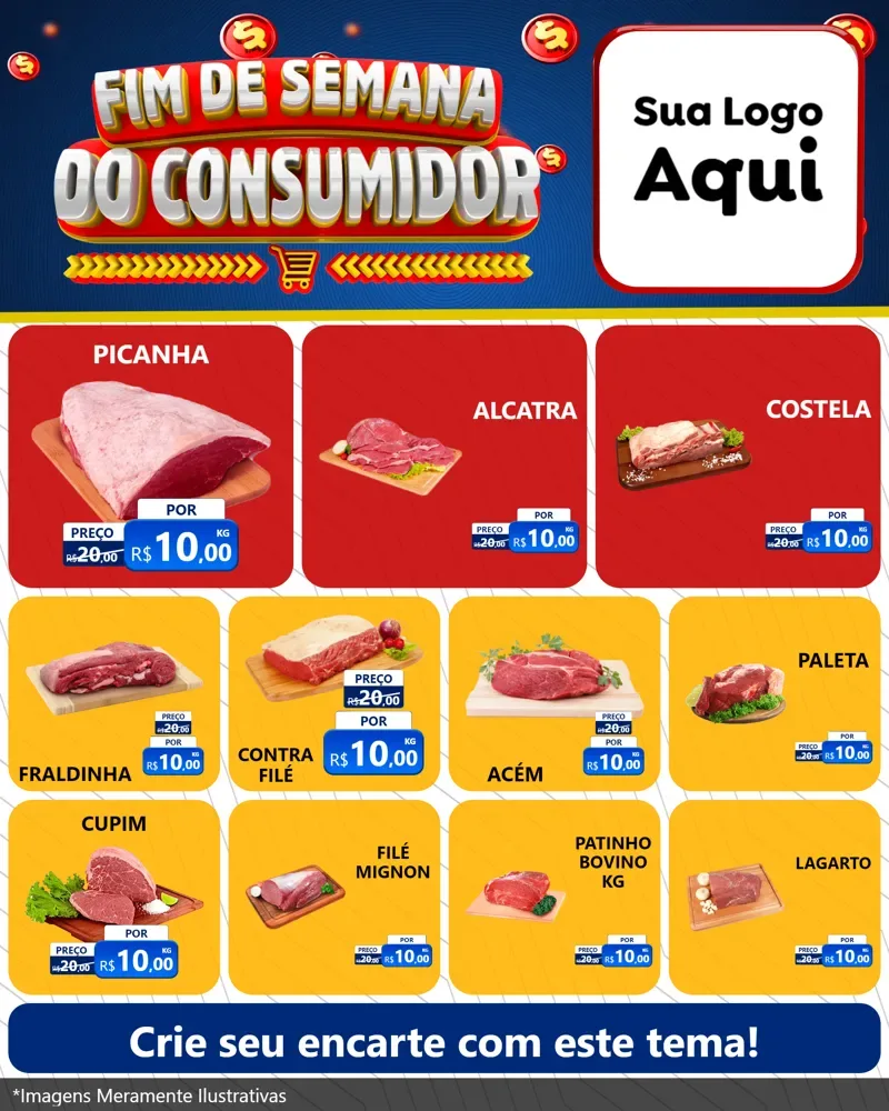 Modelo de Rede Social para Feed Instagram com o tema Fim de Semana do Consumidor para Açougue