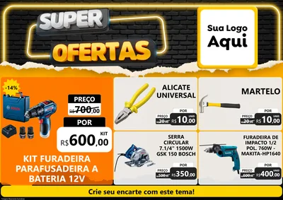 Modelo de Encarte para Encarte A4 Horizontal com o tema Super Ofertas para Maquinas e Ferramentas