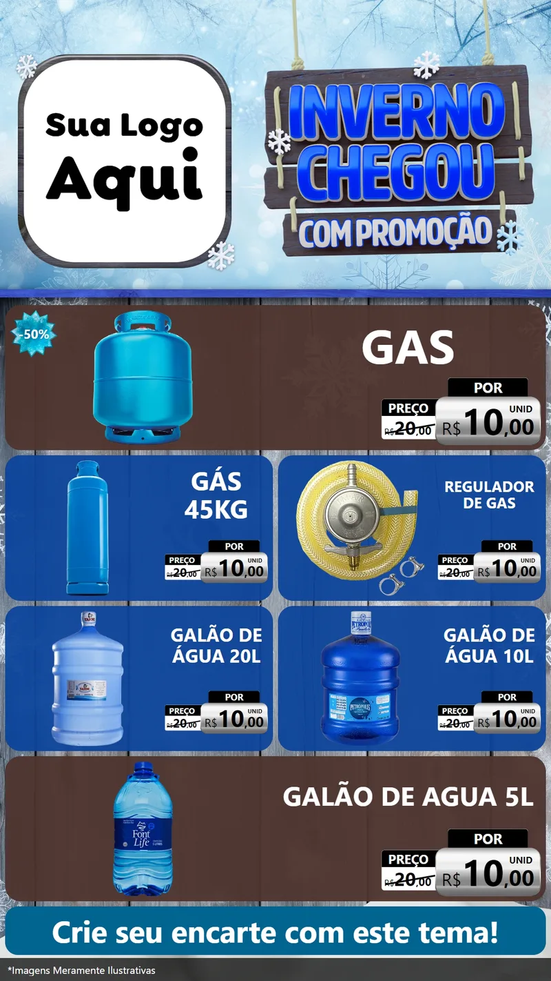 Modelo de TV para TV Vertical com o tema Inverno Chegou Com Promoção para Água e gás
