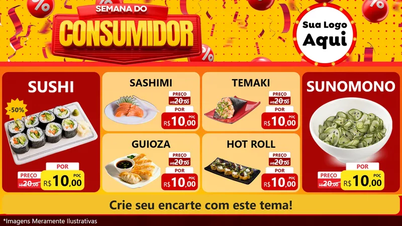 Modelo de TV para TV Horizontal com o tema Semana do Consumidor para Comida japonesa