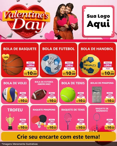 Modelo de Rede Social para Feed Instagram com o tema Valentine's Day para Artigos Esportivos