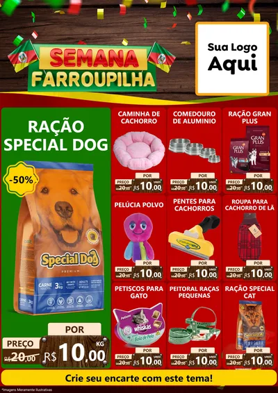 Modelo de Encarte para Encarte A4 Vertical com o tema Semana Farroupilha para Pet Shop
