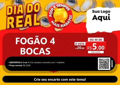 Modelo de Cartaz para Cartaz A4 Horizontal com o tema Dia Do Real para Móveis e Eletro