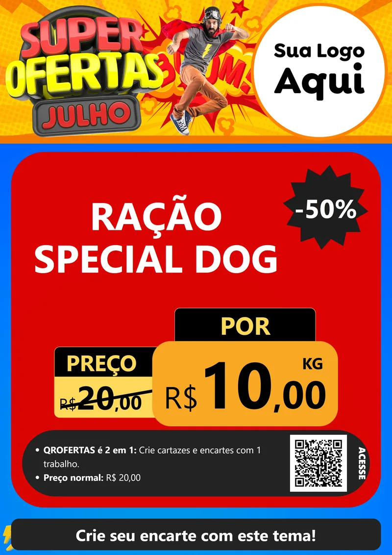 Modelo de Cartaz para Cartaz A4 Vertical com o tema Super Ofertas Julho para Pet Shop