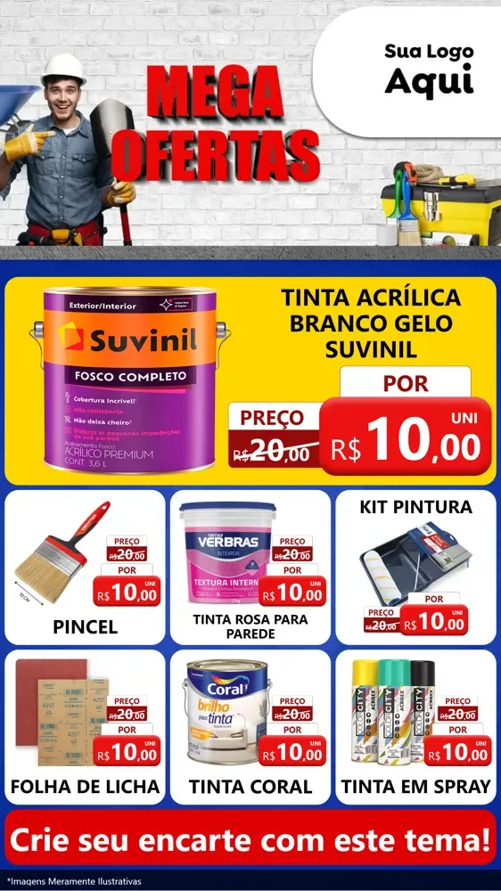 Modelo de Rede Social para Stories com o tema Material de Construção para Tintas e Ferramentas
