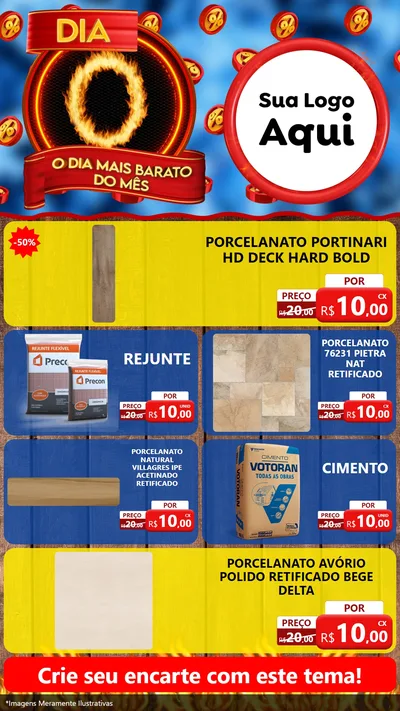 Modelo de TV para TV Vertical com o tema Dia O - O Dia Mais Barato Do Mês para Pisos e revestimentos