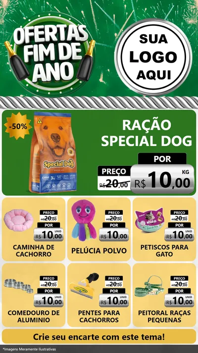 Modelo de Rede Social para Stories com o tema Ofertas Fim de Ano para Pet Shop