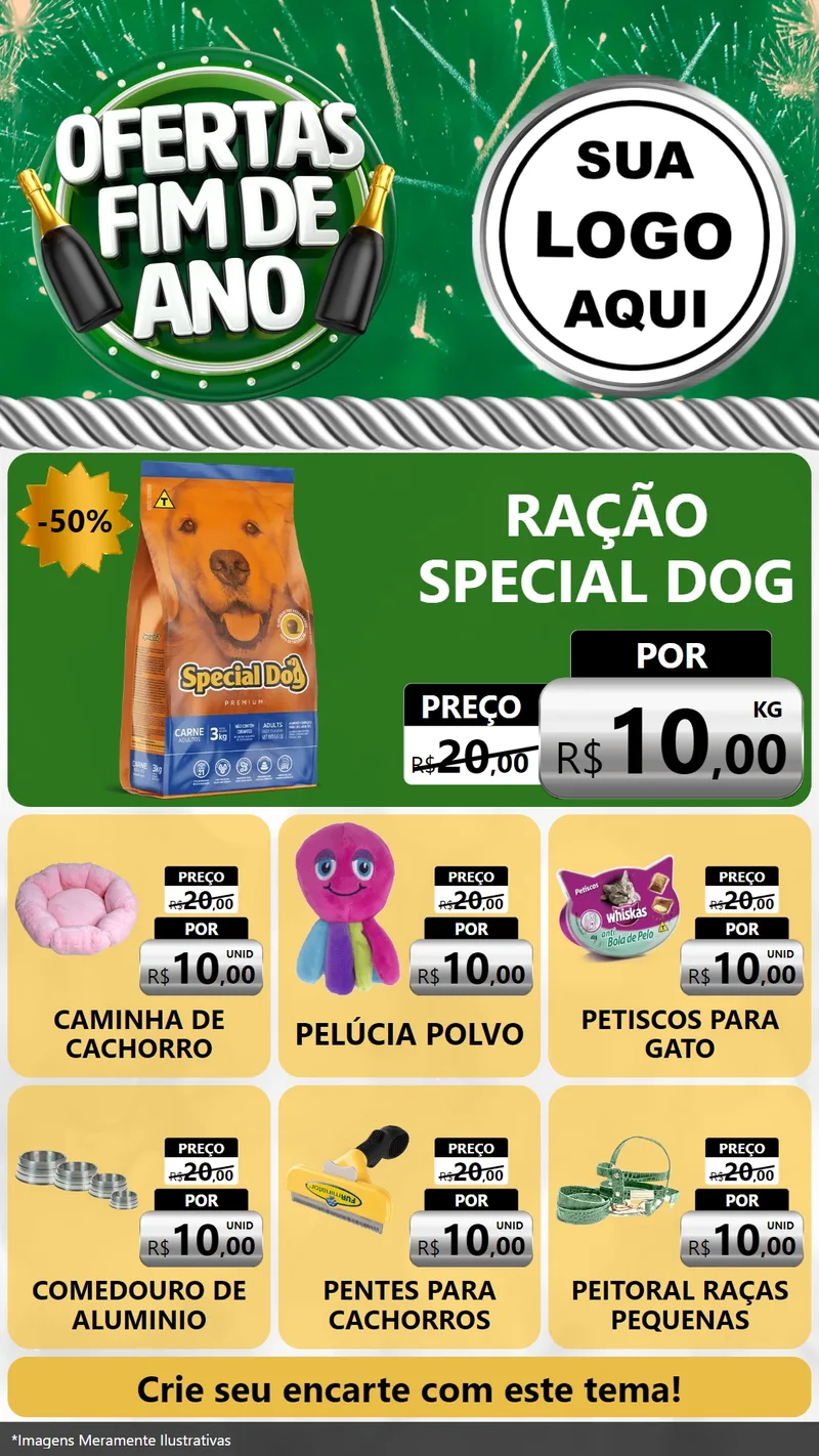 Modelo de Rede Social para Stories com o tema Ofertas Fim de Ano para Pet Shop