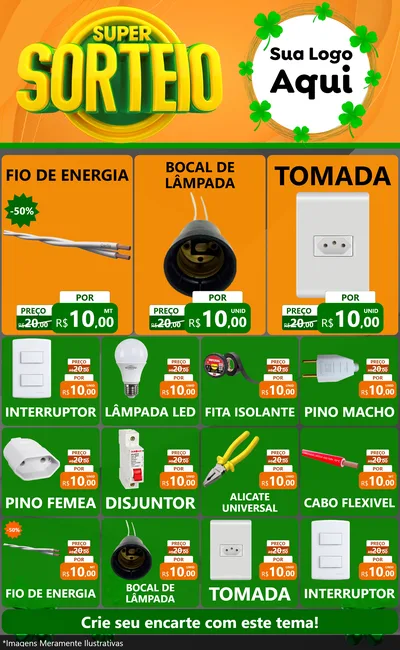 Modelo de Encarte para Encarte Grande com o tema Super Sorteio para Materiais Elétricos