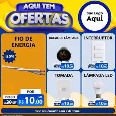Modelo de Rede Social para Feed Facebook com o tema Aqui Tem Ofertas para Materiais Elétricos
