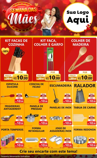 Modelo de Encarte para Encarte Grande com o tema Semana das Mães para Utilidades Domésticas