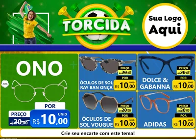 Modelo de Encarte para Encarte A4 Horizontal com o tema Torcida para Óticas