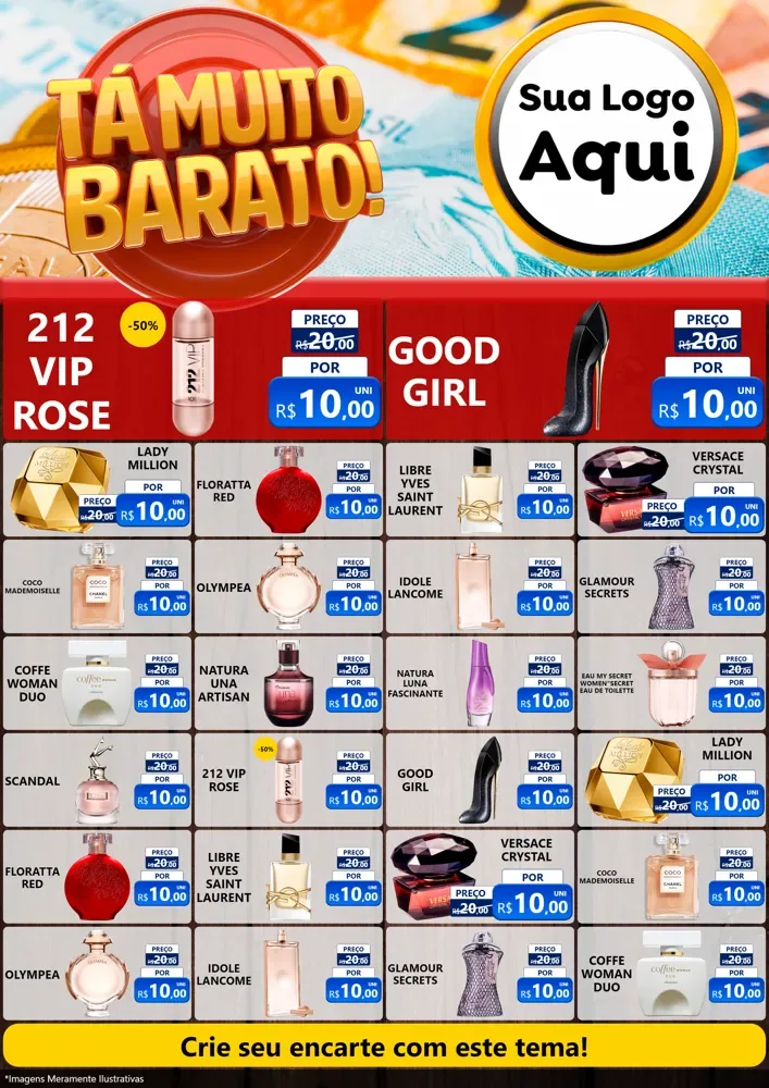 Modelo de Encarte para Encarte A4 Vertical com o tema Está Muito Barato para Perfumes