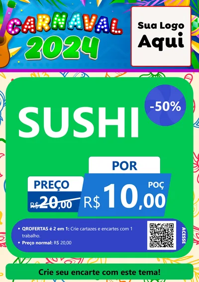 Modelo de Cartaz para Cartaz A4 Vertical com o tema Carnaval 2027 para Comida japonesa