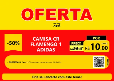 Modelo de Cartaz para Cartaz A4 Horizontal com o tema OFERTA - Vermelho Cartaz para Roupas e acessórios