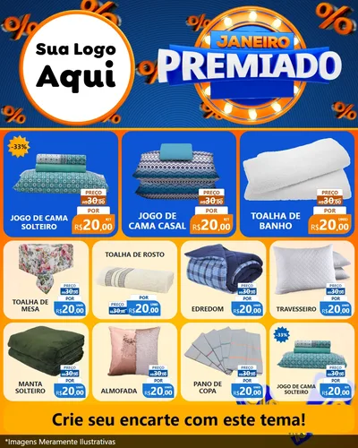 Modelo de Rede Social para Feed Instagram com o tema Janeiro Premiado para Cama, Mesa e Banho