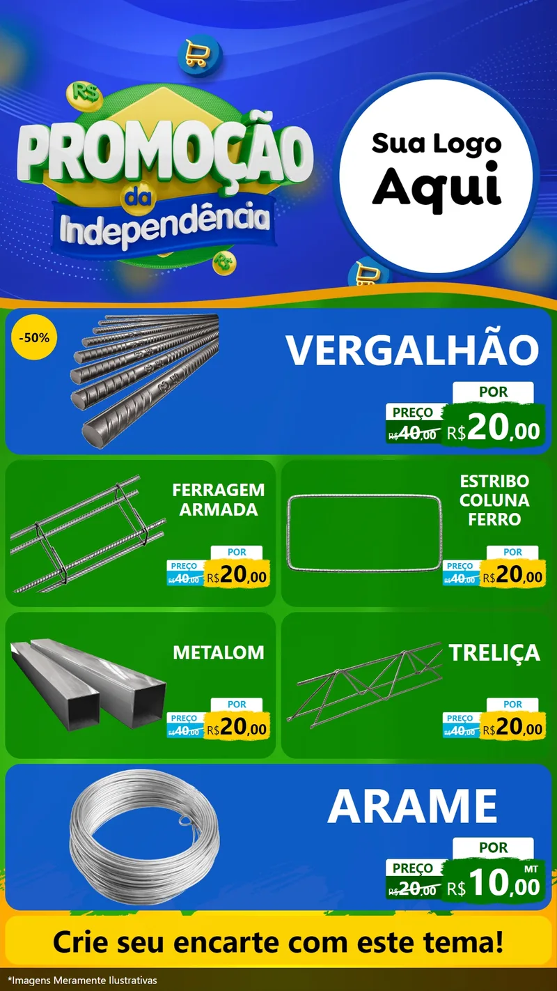 Modelo de TV para TV Vertical com o tema Promoção da Independência para Ferragens