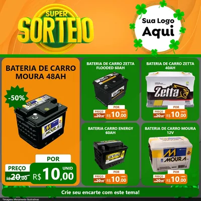 Modelo de Rede Social para Feed Facebook com o tema Super Sorteio para Baterias Elétricas