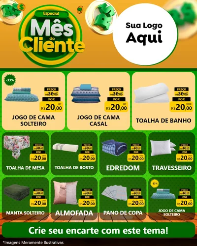 Modelo de Rede Social para Feed Instagram com o tema Especial Mês do Cliente para Cama, Mesa e Banho