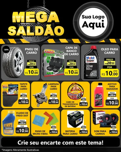 Modelo de Rede Social para Feed Instagram com o tema Mega Saldão para Auto peças