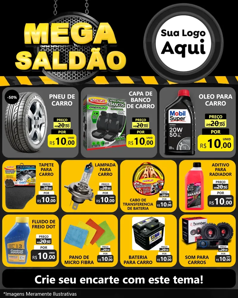 Modelo de Rede Social para Feed Instagram com o tema Mega Saldão para Auto peças