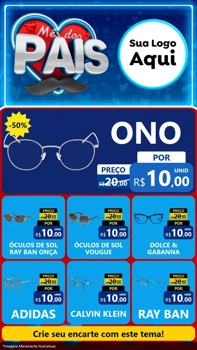 Modelo de Rede Social para Stories com o tema Mês Dos Pais para Óticas