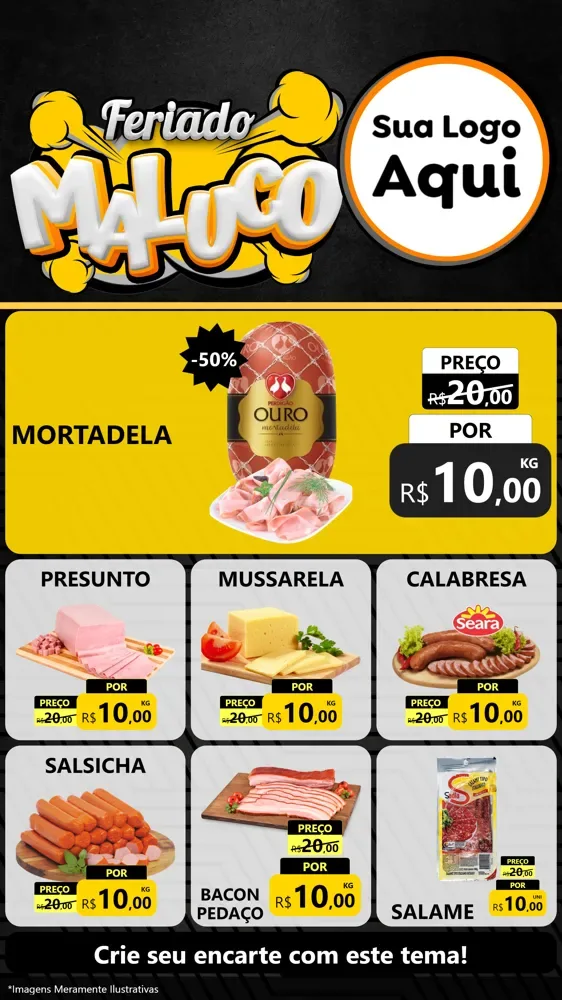 Modelo de Rede Social para Stories com o tema Feriado Maluco para Frios e Laticínios