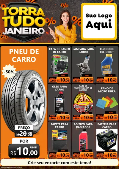 Modelo de Encarte para Encarte A4 Vertical com o tema Torra Tudo Janeiro para Auto peças
