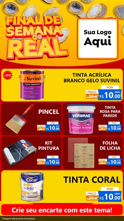Modelo de TV para TV Vertical com o tema Final de Semana do Real para Tintas e Ferramentas