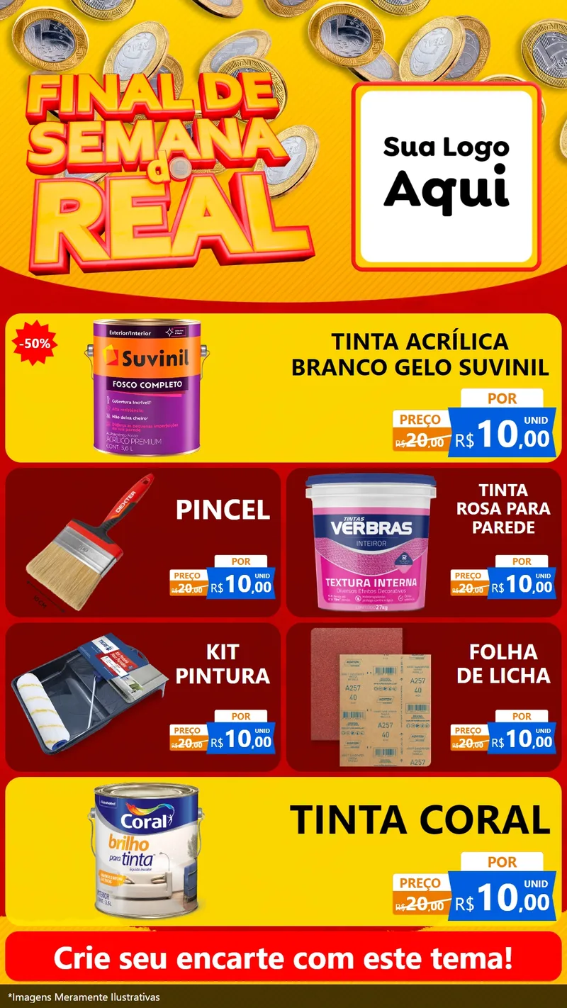 Modelo de TV para TV Vertical com o tema Final de Semana do Real para Tintas e Ferramentas