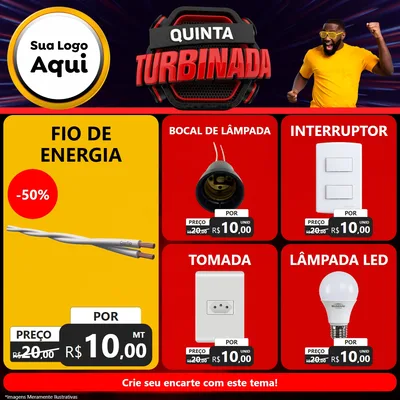 Modelo de Rede Social para Feed Facebook com o tema Quinta Turbinada para Materiais Elétricos