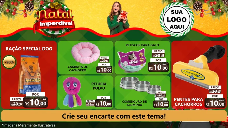 Modelo de TV para TV Horizontal com o tema Natal Imperdível para Pet Shop