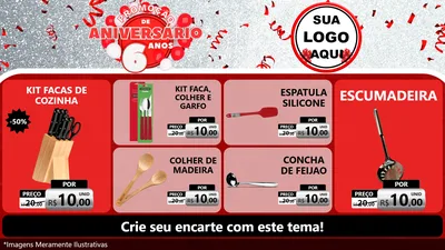 Modelo de TV para TV Horizontal com o tema Promoção de Aniversário - 6 Anos para Utilidades Domésticas