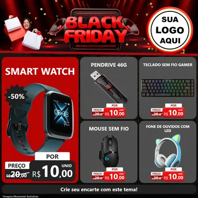 Modelo de Rede Social para Feed Facebook com o tema Black Friday para Informática